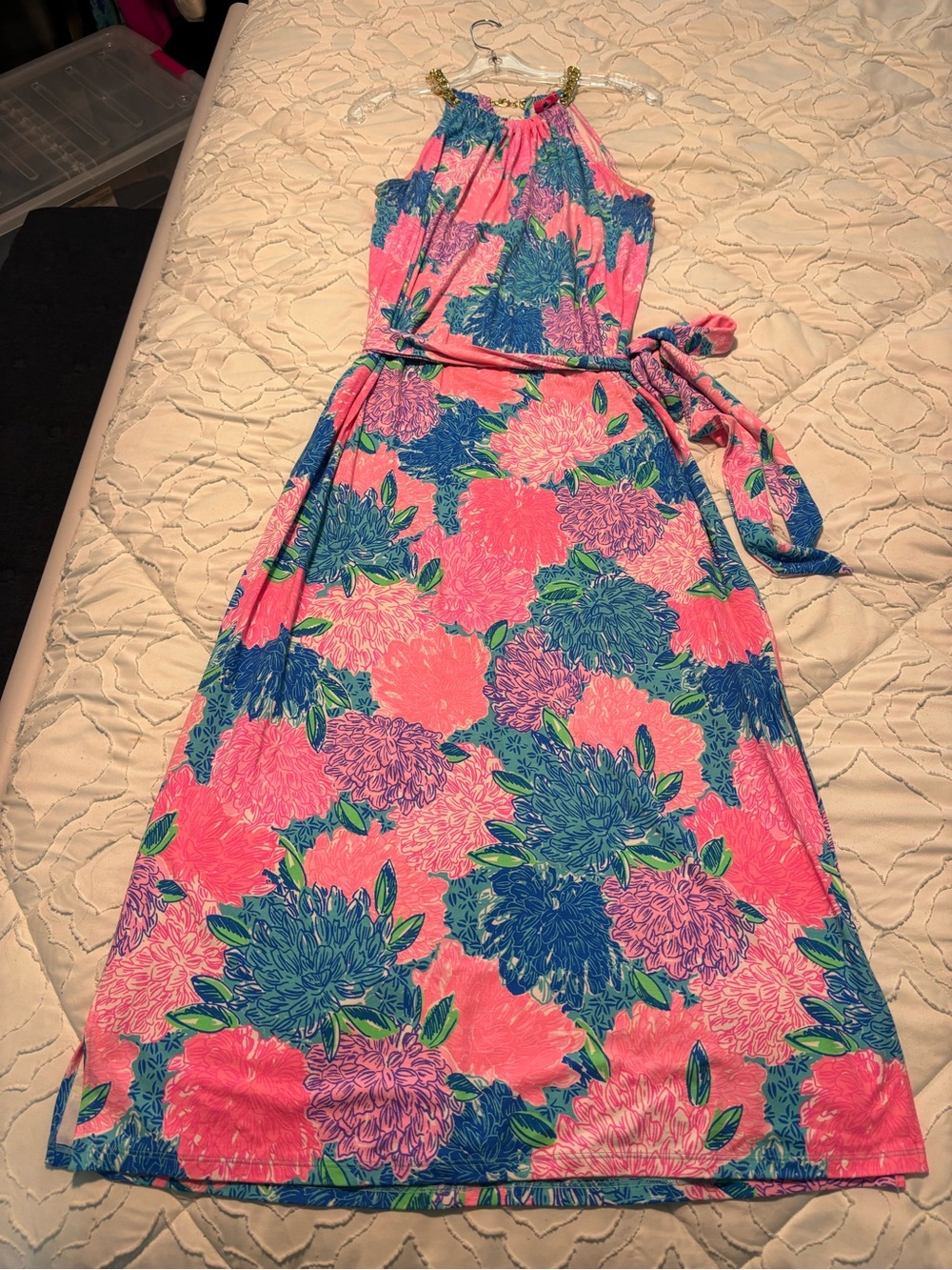 Lilly Pulitzer Pink & Blue Floral Halter Dress